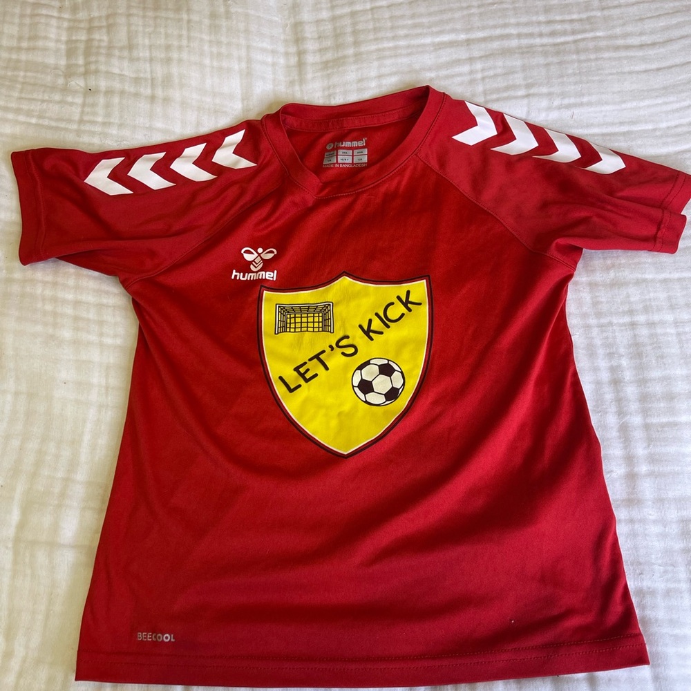 Hummel Kids Soccer Jersey “Let’s Kick” Red Size YS (8Y)